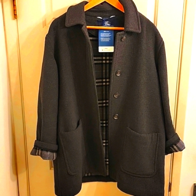 Burberry London Authentic Wool Oversized Classic Tartan Plaid Commute Top Coat